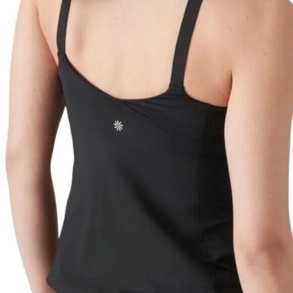 Athleta Crossed Tankini Swim Top Tank Black UPF 50+ Beach Vacation - Picture 4 of 9